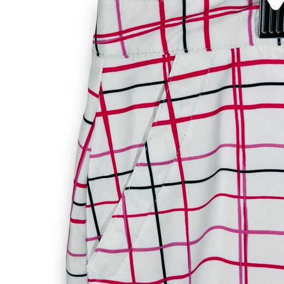 IZOD Golf Tennis Skort White Pink Blue Grid UPF 50 Stretch Sporty Size 14 - Picture 5 of 10